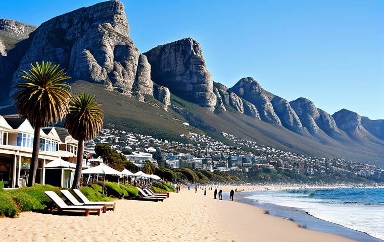 Table Mountain Scenery**

"Majestic Table Mountain viewed from Camps Bay beach, South Africa. Palm trees frame the scene. In the background, the Twelve Apostles mountains rise dramatically. Clear blue sky. Fully clothed tourists stroll along the sandy beach. Safe for work. Appropriate content. Perfect anatomy, correct proportions, professional photography, high quality, family-friendly, natural pose, well-formed hands, proper finger count."

**