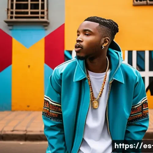 남아프리카 공화국에서 유명한 래퍼 Nasty C - A dynamic urban scene depicting a young South African hip-hop artist performing on a vibrant street ...