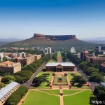남아프리카 공화국의 수도 논쟁 - A detailed aerial view of Pretoria, South Africa&rsquo;s administrative capital, showcasing its grand colo...